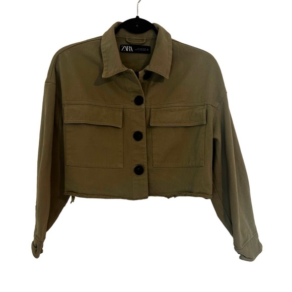 Zara Women's Cropped Green Jacket - Picture 2 of 10
